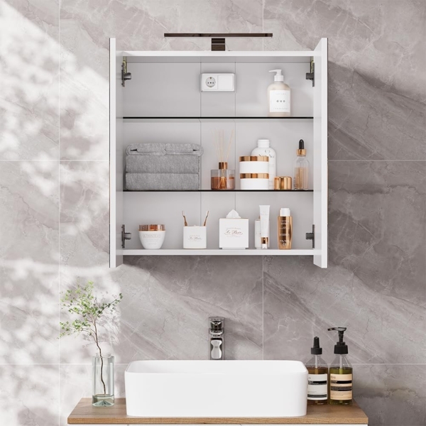 Badspiegelschrank Lavio Weiß 60 x 60 cm mit LED-Beleuchtung Vicco Bild 6