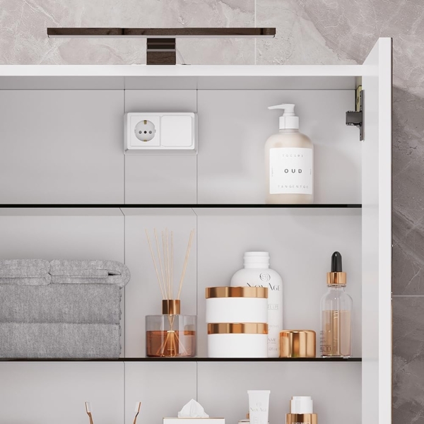 Badspiegelschrank Lavio Weiß 60 x 60 cm mit LED-Beleuchtung Vicco Bild 4