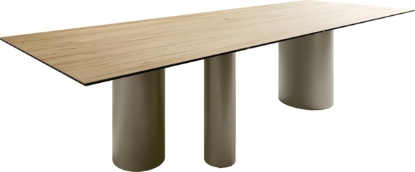 Esstisch Edge 300x100 Keramik Laminam® Sabbia Eichefarbig Troa Metall Effektfinish Titan