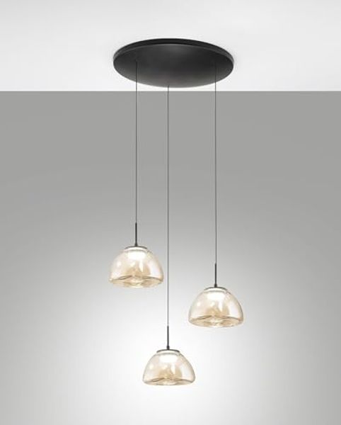 Fabas Luce 3764-47-365 LED Pendelleuchte Lucille 3-flammig cognac transparent