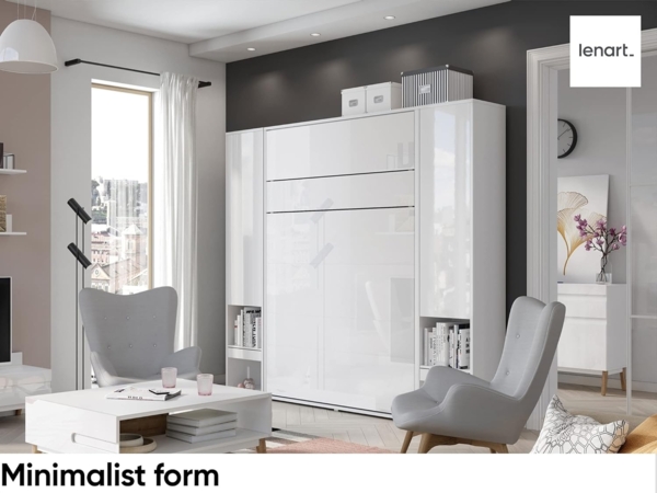 MEBLINI Schrankbett Bed Concept - BC-02 - 120x200cm Vertikal - Grau Matt mit Matratze - Wandbett mit Lattenrost - Klappbett mit Schrank - Wandklappbett - Murphy Bed - Bettschrank Bild 4