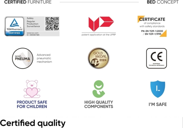 MEBLINI Schrankbett Bed Concept - BC-02 - 120x200cm Vertikal - Grau Matt mit Matratze - Wandbett mit Lattenrost - Klappbett mit Schrank - Wandklappbett - Murphy Bed - Bettschrank Bild 8