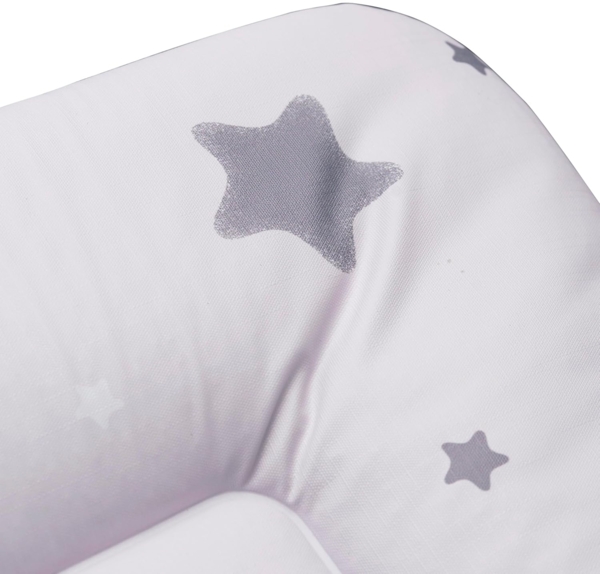 Premium Wickelauflage, erstklassige wasserdichte Wickelunterlage, 70x50 cm, pflegeleichte glatte Oberfläche, erhöhter Liegecomfort, einfach zu reinigen, leicht zu tragen, Stars weiß Bild 3