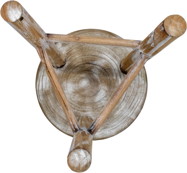 Spetebo Blumenhocker Holz mit 3 Beinen white washed - Ø 35 cm (Stück, 1 St, 1), Massivholz Bild 5