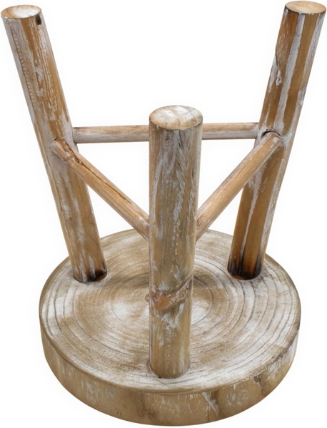 Spetebo Blumenhocker Holz mit 3 Beinen white washed - Ø 35 cm (Stück, 1 St, 1), Massivholz Bild 4