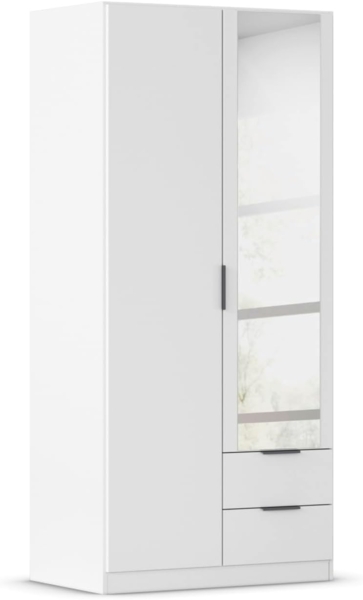 Rauch Möbel Lagoa, Kleiderschrank, Garderobe für Schlafzimmer, Kinderzimmer, Jugendzimmer 2-türig mit Spiegel, 2 Schubladen, mit Zubehör Classic, Farbe Weiß, Breite 91 Bild 1