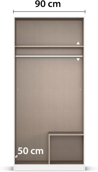 Rauch Möbel Lagoa, Kleiderschrank, Garderobe für Schlafzimmer, Kinderzimmer, Jugendzimmer 2-türig mit Spiegel, 2 Schubladen, mit Zubehör Classic, Farbe Weiß, Breite 91 Bild 7