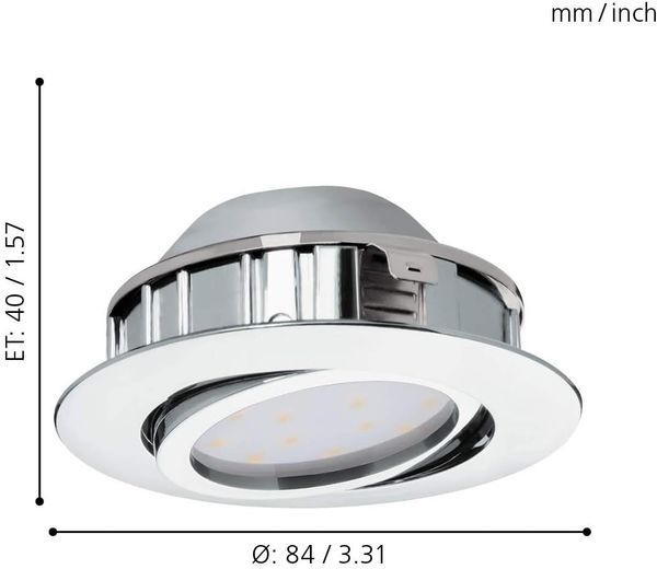 Eglo 95855 Hochvolt LED Einbauleuchte Pineda in chrom 1X6W Ø 8,4cm Bild 7
