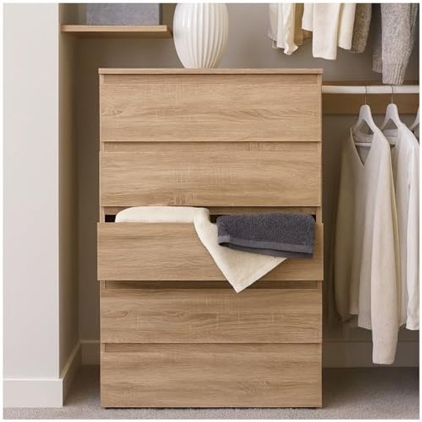 HTI-Living Kommode Kommode mit 5 grifflosen Schubladen Sonoma (Stück, 1 St, 1 Kommode), Anrichte Sideboard Schrank
