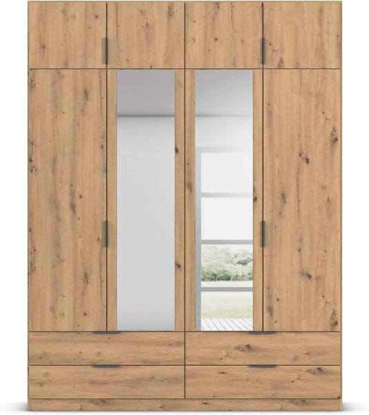 Rauch Möbel Lagoa, Kleiderschrank, Garderobe für Schlafzimmer, Kinderzimmer, Jugendzimmer 8-türig, mit Spiegel, 4 Schubladen, mit Zubehör Classic, Farbe Eiche Artisan, Holz, Breite 181 Bild 10