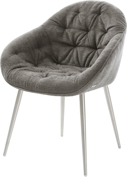 Esszimmerstuhl Gaio-Flex Bouclé Soft Schlamm 4-Fuß konisch Edelstahl