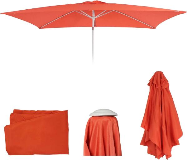 Ersatz-Bezug für Sonnenschirm N23, Sonnenschirmbezug Ersatzbezug, 2x3m rechteckig Stoff/Textil 4,5kg UV 50+ ~ terracotta