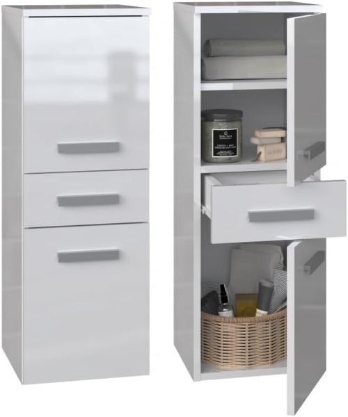 ibonto Eckschrank Badezimmerschrank mit Schublade & Türen - Elegantes Sideboard