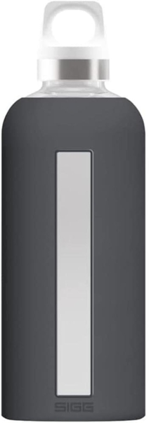 Sigg Trinkflasche Star Trinkflasche Glasflasche Silikonhülle 0.85 L Shade Grau, Borosilikatglas