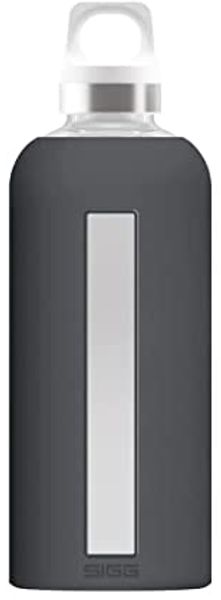 Sigg Trinkflasche Star Trinkflasche Glasflasche Silikonhülle 0.85 L Shade Grau, Borosilikatglas