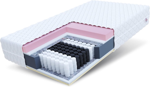 Matratze 120x200 Taschenfederkern DAVOS 7 Zonen H2 H3 29 cm Visco Latex HR Black Schaum Polyurethanschaum JERSEY