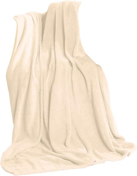 CelinaTex TV-Decke Kuscheldecke XXL 220x240 cm Creme weiß Coral Fleece Tagesdecke Mikrofaser Sofadecke Überwurf