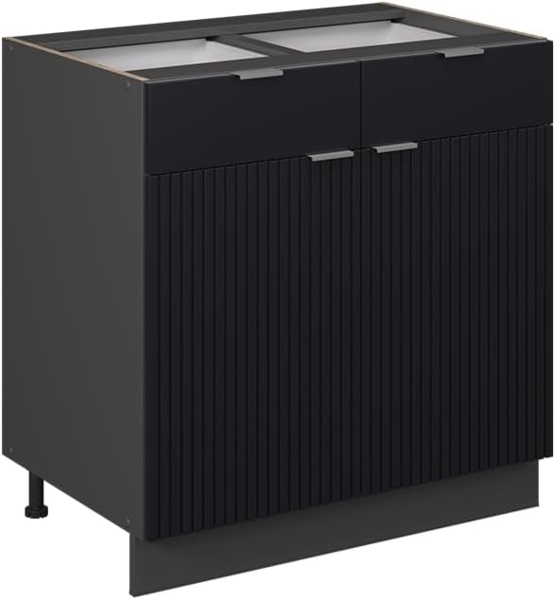 Küchenunterschrank Fame-Line Schwarz gestreift 80 cm ohne Arbeitsplatte Vicco