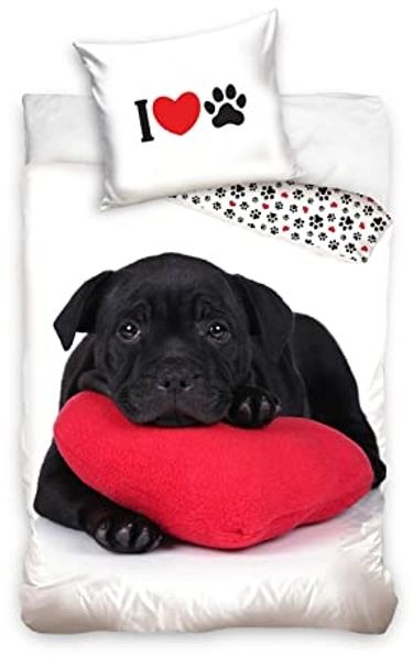 Carbotex Bettwäsche 2 x Hunde-Bettwäsche-Set mit Wende-motiv, 135x200 & 80x80, Baumwolle, 100% Baumwolle Bild 2
