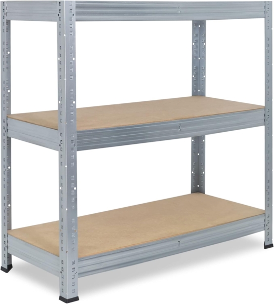 shelfplaza PRO 90x80x50 cm Schwerlastregal in grau-verzinkt mit 3 Böden und 200 kg Traglast pro Boden