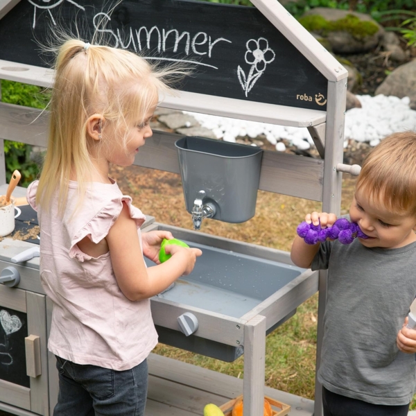 roba Spiel-und Matschküche Outdoor in Hausoptik - inkl. Küchenzubehör - Grau Bild 15