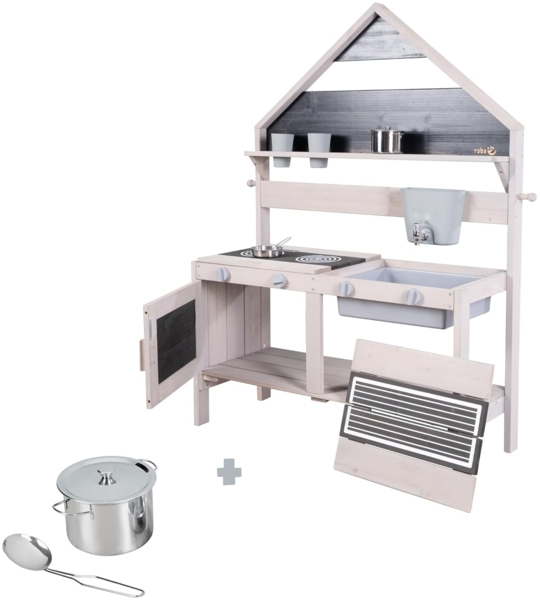 roba Spiel-und Matschküche Outdoor in Hausoptik - inkl. Küchenzubehör - Grau Bild 5