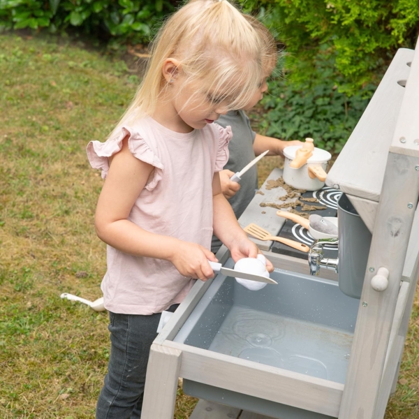 roba Spiel-und Matschküche Outdoor in Hausoptik - inkl. Küchenzubehör - Grau Bild 13