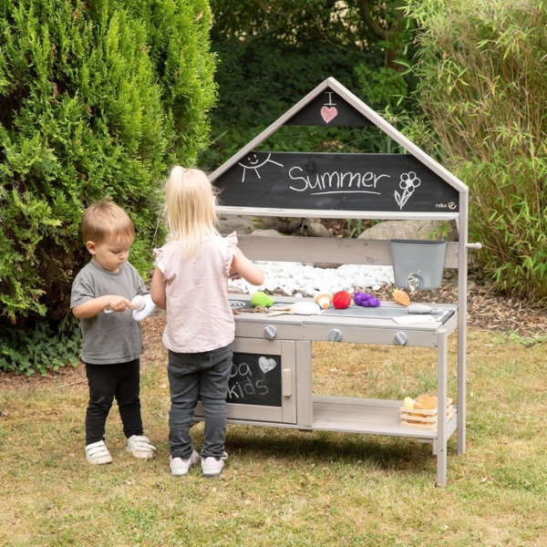 roba Spiel-und Matschküche Outdoor in Hausoptik - inkl. Küchenzubehör - Grau Bild 10