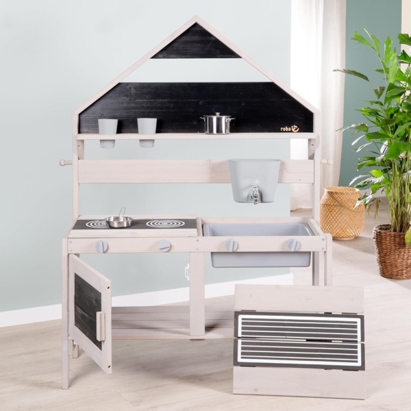 roba Spiel-und Matschküche Outdoor in Hausoptik - inkl. Küchenzubehör - Grau Bild 2