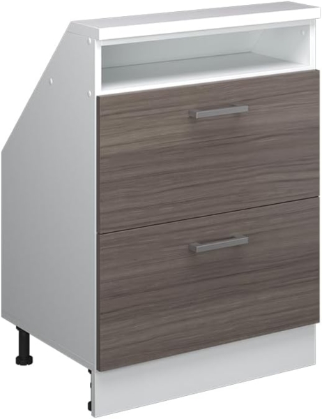 Dachschrägenschrank Rion Edelgrau/Weiß mit 2 Schubladen Vicco