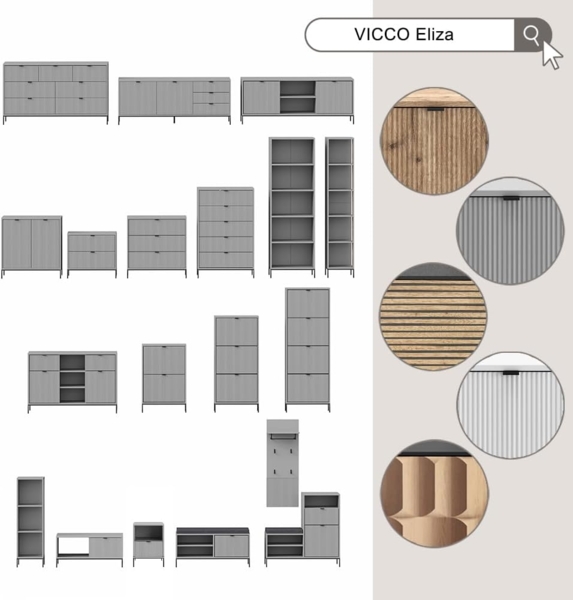 Lowboard Eliza Grau 150 x 60 cm Vicco Bild 9