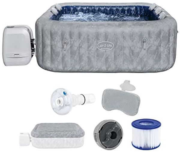 LAY-Z-SPA® Energiespar-Whirlpool San Francisco HydroJet Pro™ mit App-Steuerung, für 7 Personen 230 x 230 x 71 cm, Marmor-Optik (Samtgrau)