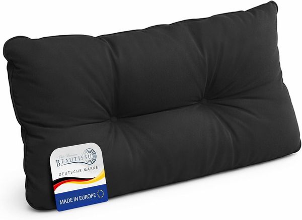 Beautissu Sitzkissen Lounge Kissen Outdoor Rückenkissen Flair LK, 50x40x12cm, Anthrazit, 50x40x12 cm – Wetterfest Schmutzabweisend Polster für Gartenmöbel