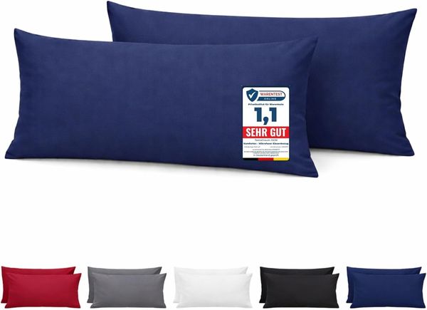 Komfortec Kissenbezug 40x80 2er Set - 100% Mikrofaser, Weich & Atmungsaktiv, mit Reißverschluss - Kopfkissenbezug - Waschbar & Pflegeleicht - Blau