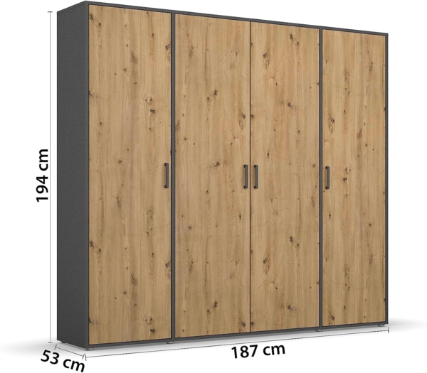 rauch Kleiderschrank VOYAGER Otto´s Choice Garderobe Wäscheschrank TOPSELLER Schlafzimmer (in 3 verschiedenen Ausstattungen BASIC/CLASSIC/PREMIUM) Schrank mit modernen Griffen in viel Stauraum MADE IN GERMANY Bild 3