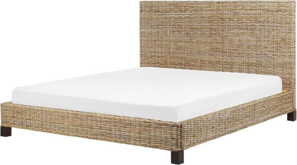 Doppelbett Rattan natürlich Lattenrost 180 x 200 cm SALBRIS