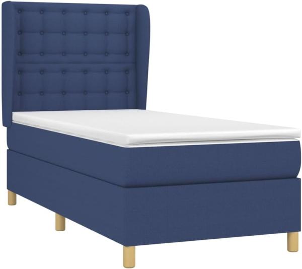 vidaXL Boxspringbett mit Matratze Blau 90x190 cm Stoff 3128811