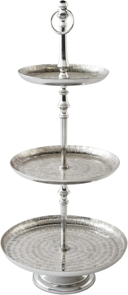 riess-ambiente Dekoetagere ORIENT 65cm silber (Einzelartikel, 1 St), Wohnzimmer · Metall · 3-stöckig · Obst-Platte · Hammerschlag · Deko