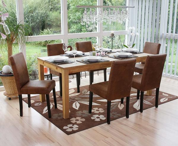 6er-Set Esszimmerstuhl 'Littau' Textil, Wildlederimitat, dunkle Beine Bild 2