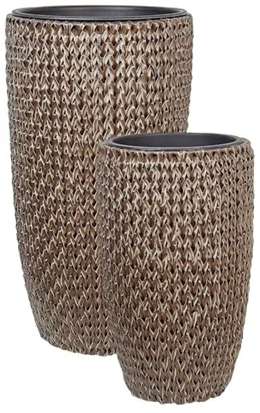 Set mit 2 Blumentöpfen CEDRUS PE Rattan 37 45 cm Braun
