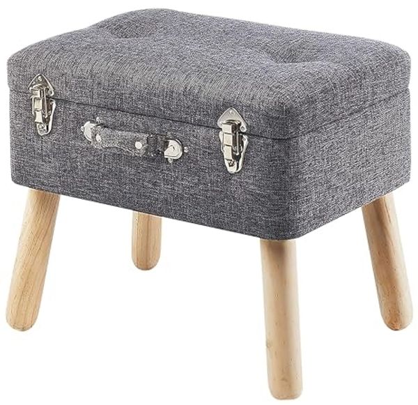 Kobolo Sitzhocker Kofferhocker Polsterhocker aus Textil in hellgrau (1 Stück)