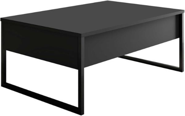 Menzzo Couchtisch, Sibylle, 60x90 cm, Metall, Schwarz und Holz, Anthrazit