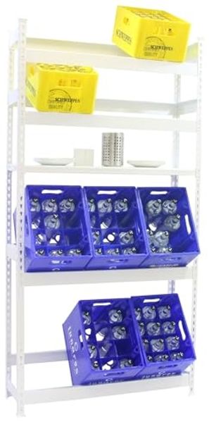 Simonrack Getränkekistenregal, 12 Kästen, Flaschenregal, Getränkekistenhalter, Kistenregal, Weiss - Simonbottle