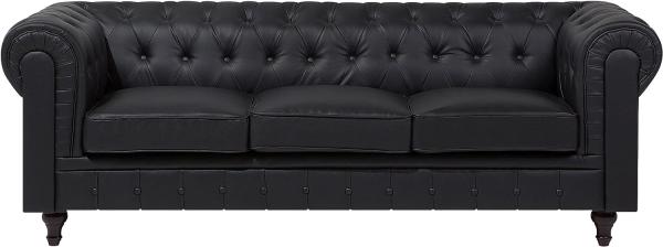 3-Sitzer Sofa Kunstleder schwarz CHESTERFIELD groß