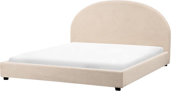 Bett mit Lattenrost Bouclé VAUCLUSE 180 x 200 cm Beige Bild 4