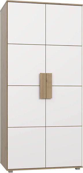 FORTE Arkina Kleiderschrank, Holzwerkstoff, Braun/Weiß, 91,1 x 201,1 x 58 cm