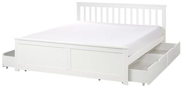 Bett mit Schubladen OLENDON 160x200 cm Holz Weiß