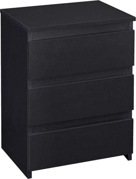 Yaheetech Nachttisch Holz Nachtschrank Boxspringbett Nachtkommode mit 3 Schubladen Schlafzimmer Wohnzimmer Beistelltisch 45 x 35 x 60,5 cm, Schwarz