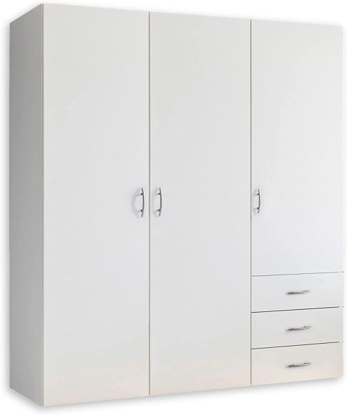 HARRY Kleiderschrank Weiß - Vielseitiger Drehtürenschrank 3-türig für Ihr Schlafzimmer - 150 x 176 x 51 cm (B/H/T)