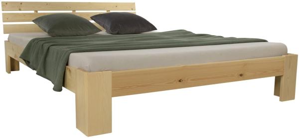 Homestyle4u Futonbett, massives Kiefernholz, Natur, 140 x 200 cm